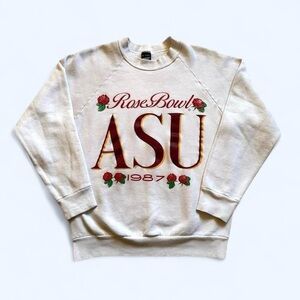 Vintage Rose Bowl ASU 1987 Vintage Sweatshirt - White with Red & Green Graphic M
